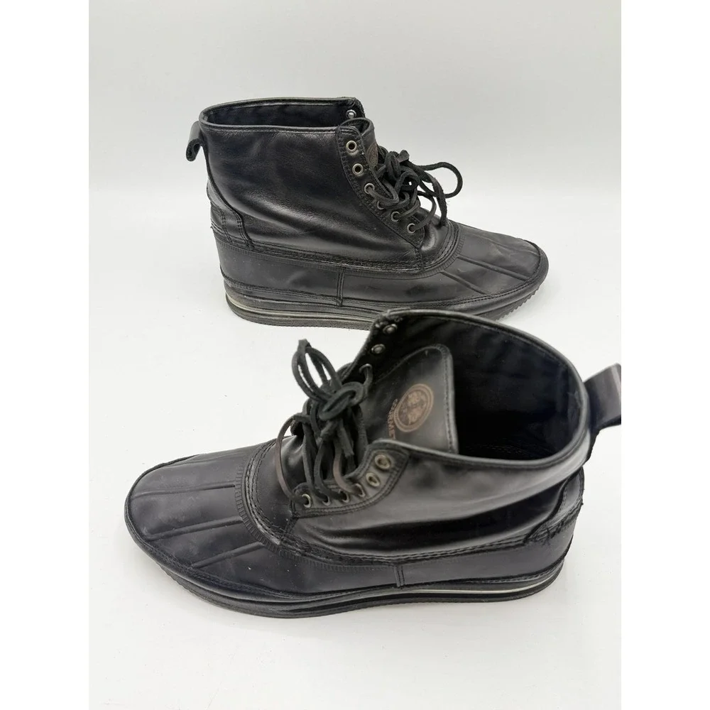 Gourmet The 21 Duck Boot Black Leather Mens Size 12 No Box